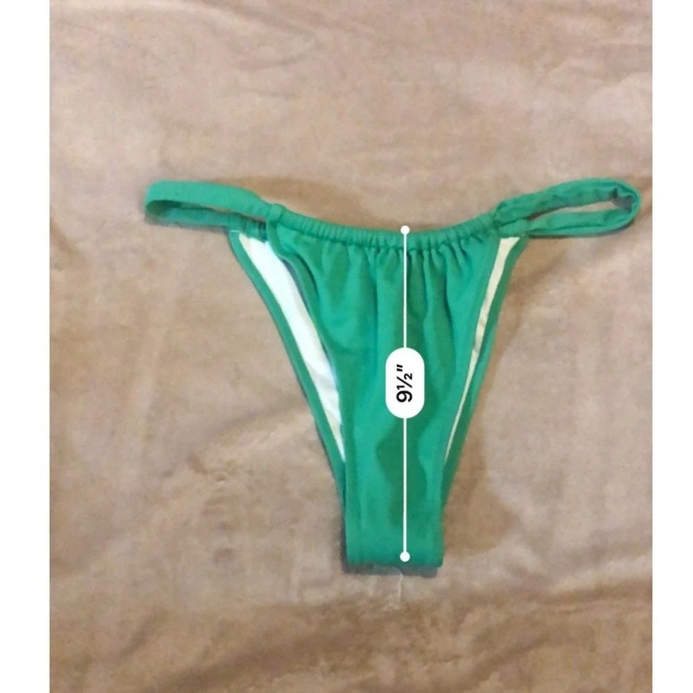 Shade & Shore Green High Leg Ruched Bikini Bottom Large Cheeky‎ Swimwear